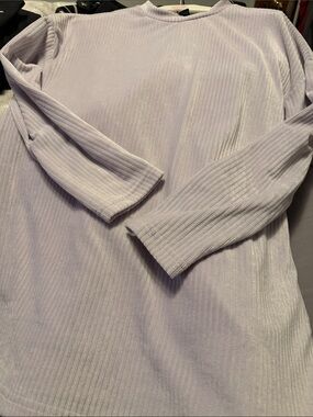 Ribbed Long-Sleeve Tunic Top in Light Lavender
